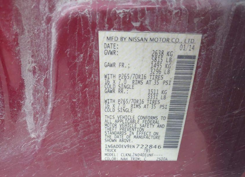 Photo 9 of 2014 Nissan Frontier SV (VIN 1N6AD0EV9EN722846)