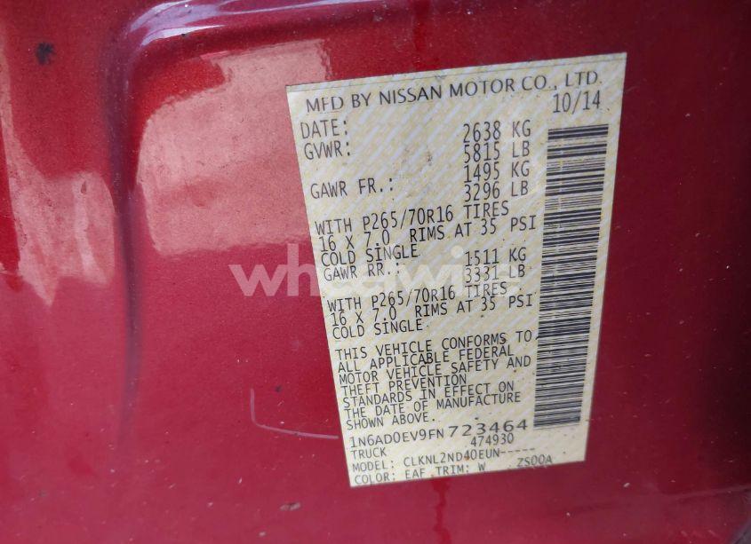 Photo 9 of 2015 Nissan Frontier SV (VIN 1N6AD0EV9FN723464)