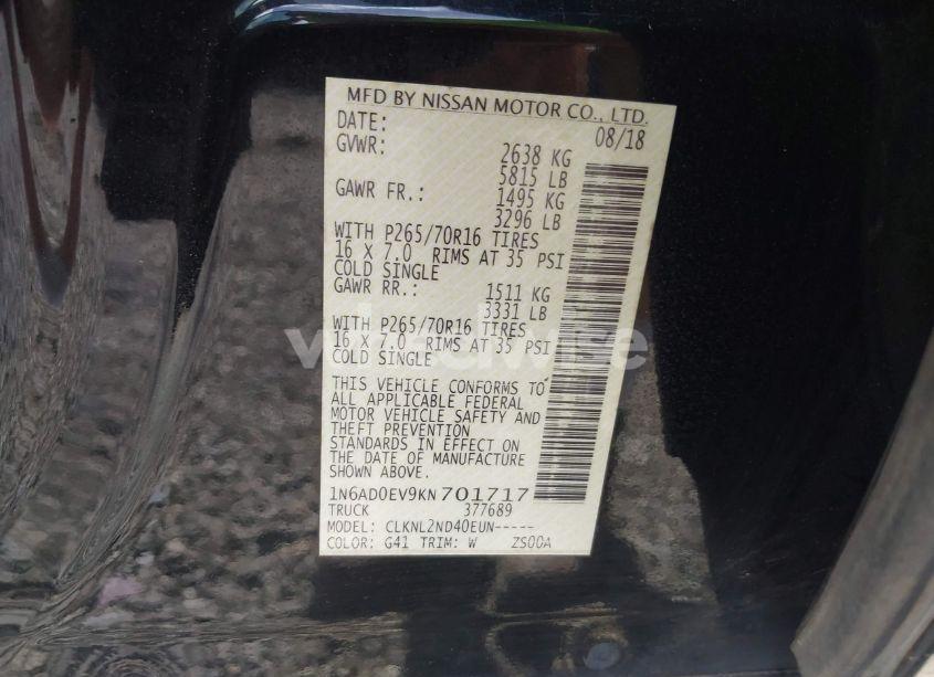 Photo 9 of 2019 Nissan Frontier SV (VIN 1N6AD0EV9KN701717)