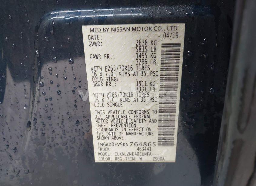 Photo 9 of 2019 Nissan Frontier SV (VIN 1N6AD0EV9KN764865)