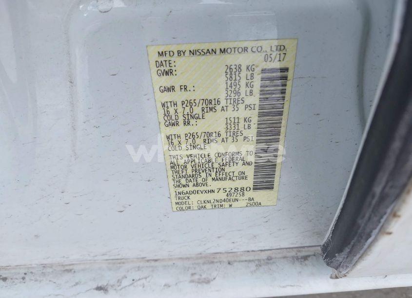 Photo 9 of 2017 Nissan Frontier SV (VIN 1N6AD0EVXHN752880)