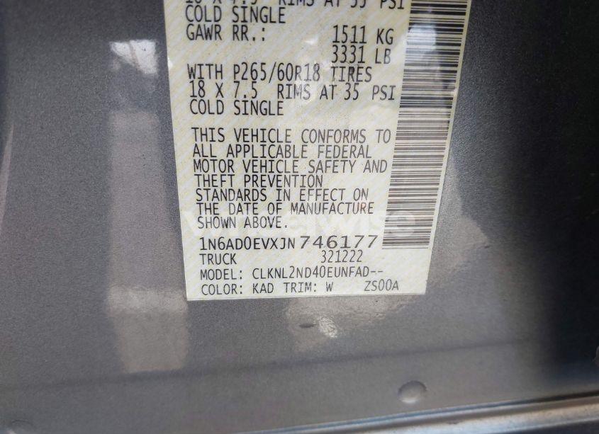 Photo 9 of 2018 Nissan Frontier SV (VIN 1N6AD0EVXJN746177)