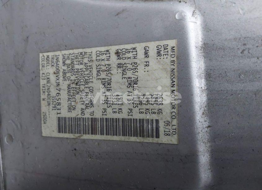 Photo 9 of 2018 Nissan Frontier SV (VIN 1N6AD0EVXJN765831)