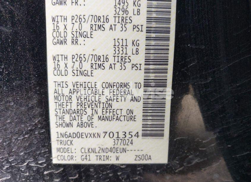 Photo 9 of 2019 Nissan Frontier SV (VIN 1N6AD0EVXKN701354)