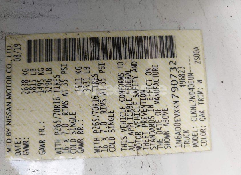 Photo 9 of 2019 Nissan Frontier SV (VIN 1N6AD0EVXKN790732)