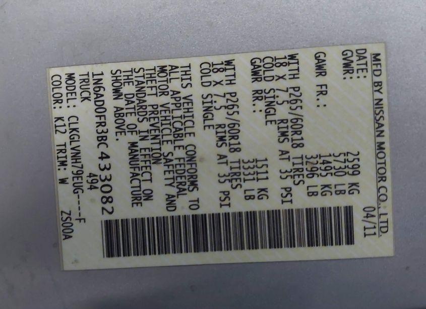 Photo 9 of 2011 Nissan Frontier SL (VIN 1N6AD0FR3BC433082)