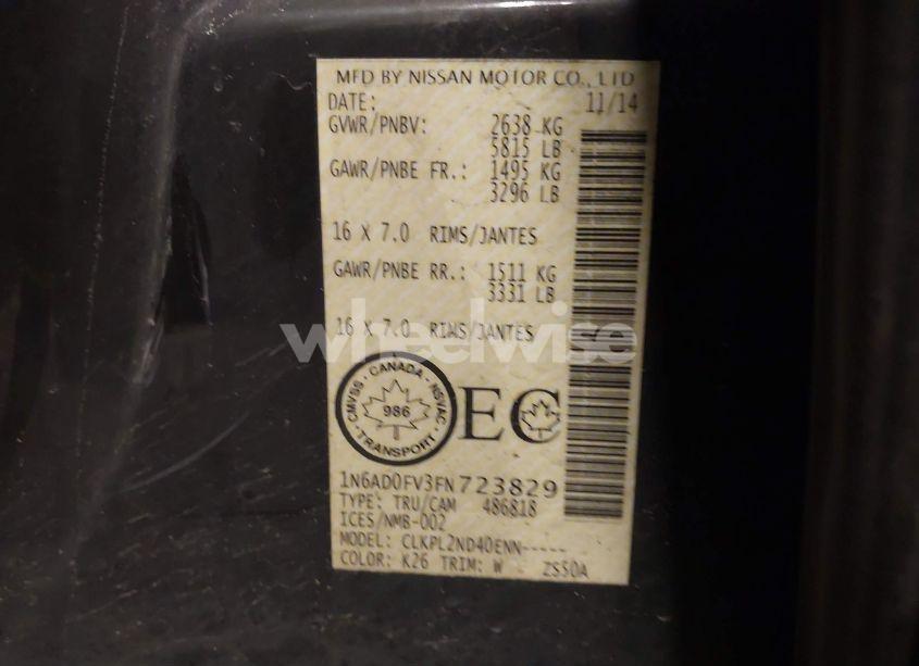 Photo 9 of 2015 Nissan Frontier SL/SV (VIN 1N6AD0FV3FN723829)