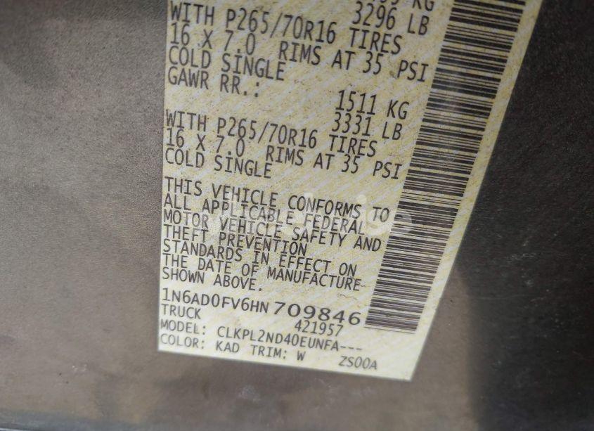 Photo 9 of 2017 Nissan Frontier SV (VIN 1N6AD0FV6HN709846)