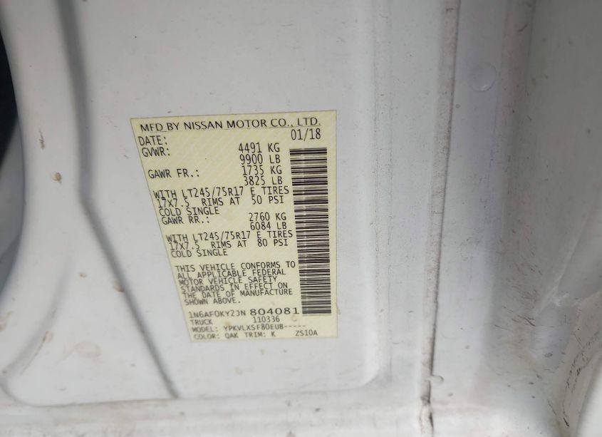 Photo 9 of 2018 Nissan Nv CARGO NV3500 HD SV V8 (VIN 1N6AF0KY2JN804081)