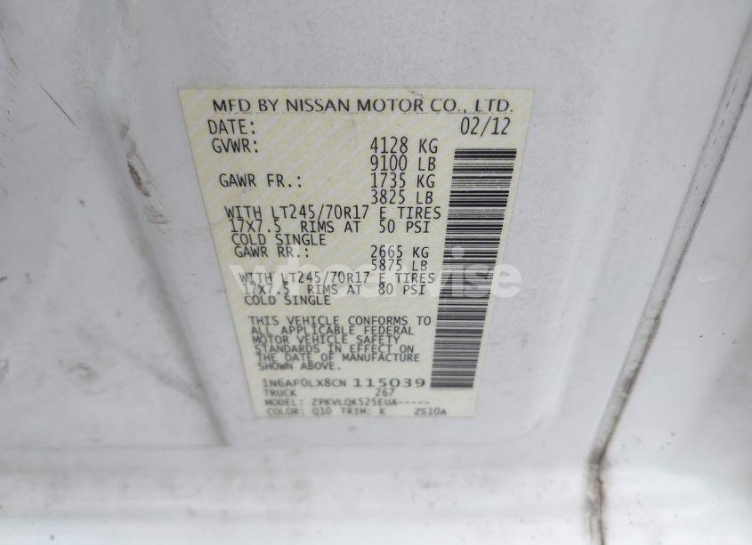 Photo 9 of 2012 Nissan Nv 2500 NV2500 HD S V8 (VIN 1N6AF0LX8CN115039)
