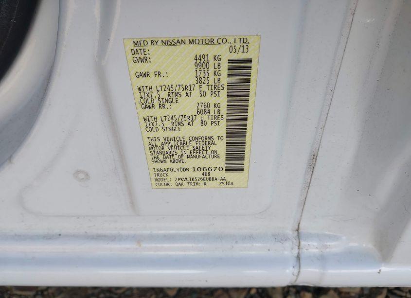 Photo 9 of 2013 Nissan Nv CARGO NV3500 HD SV V8 (VIN 1N6AF0LY0DN106670)