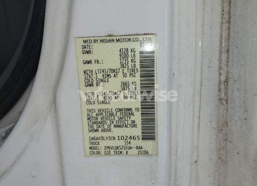 Photo 9 of 2012 Nissan Nv 2500 NV2500 HD S V8 (VIN 1N6AF0LY3CN102465)