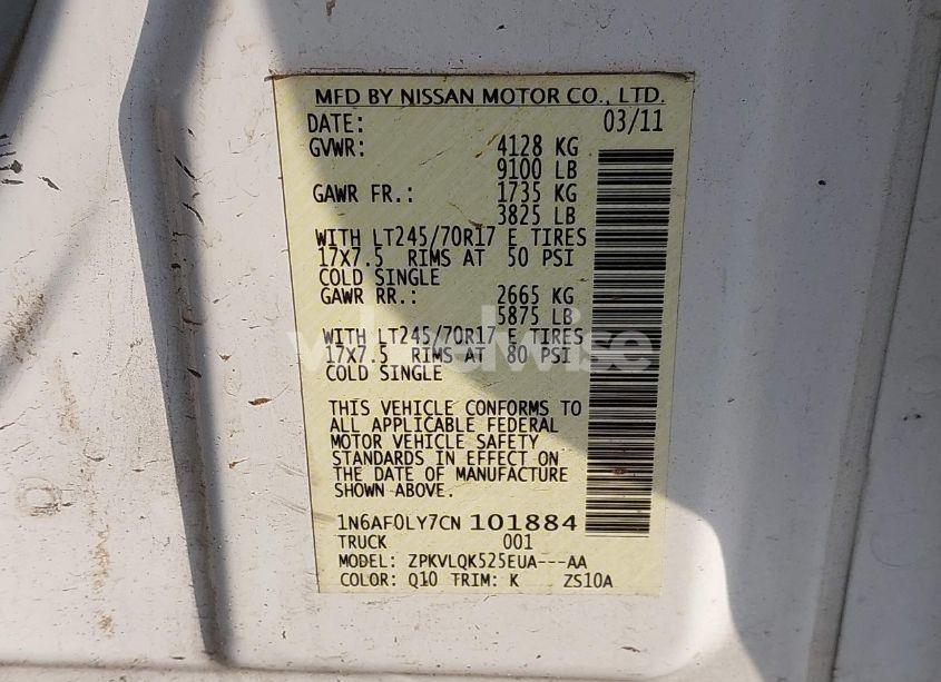 Photo 9 of 2012 Nissan Nv 2500 NV2500 HD S V8 (VIN 1N6AF0LY7CN101884)