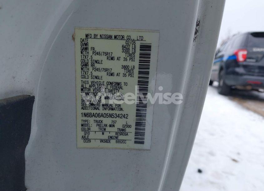 Photo 9 of 2005 Nissan Titan XE (VIN 1N6BA06A05N534242)
