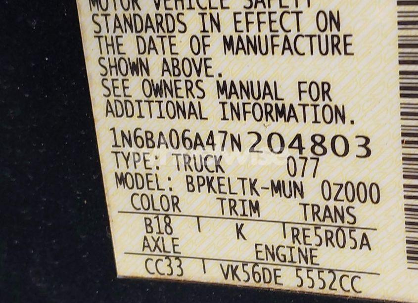 Photo 9 of 2007 Nissan Titan SE (VIN 1N6BA06A47N204803)