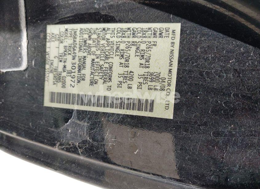 Photo 9 of 2009 Nissan Titan SE (VIN 1N6BA06A49N301972)