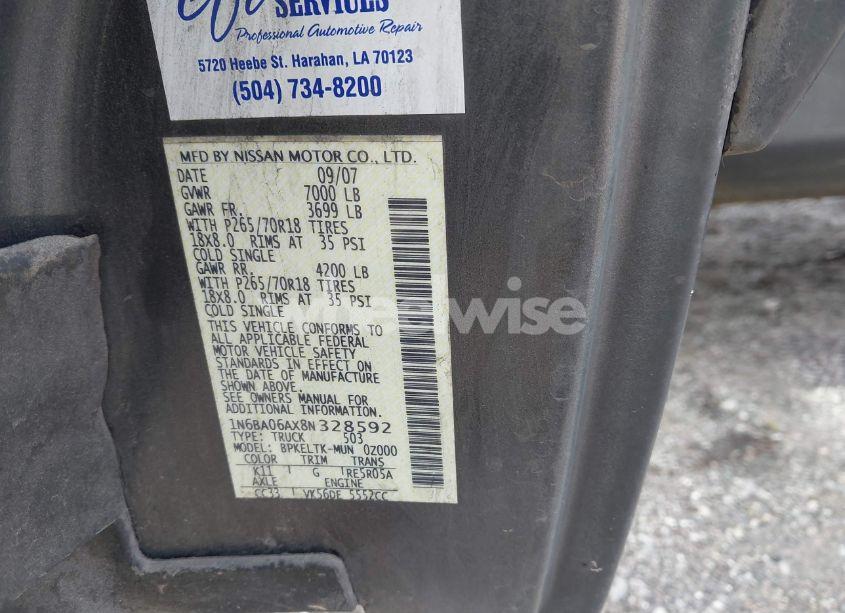 Photo 9 of 2008 Nissan Titan SE (VIN 1N6BA06AX8N328592)