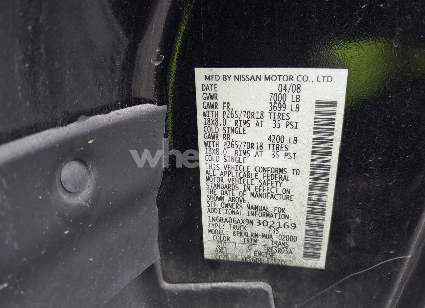 Photo 9 of 2009 Nissan Titan XE (VIN 1N6BA06AX9N302169)