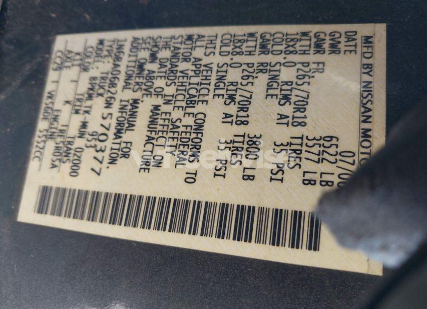 Photo 9 of 2006 Nissan Titan SE (VIN 1N6BA06B26N570377)