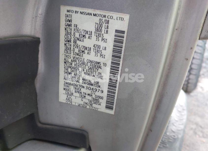 Photo 9 of 2009 Nissan Titan SE (VIN 1N6BA06C99N304979)