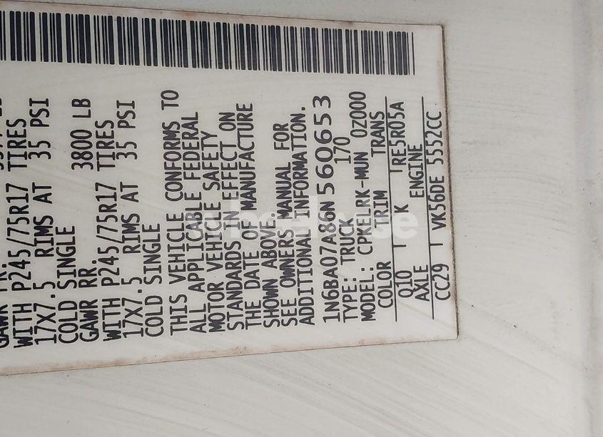 Photo 9 of 2006 Nissan Titan XE (VIN 1N6BA07A86N560653)