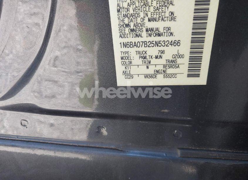 Photo 9 of 2005 Nissan Titan SE (VIN 1N6BA07B25N532466)