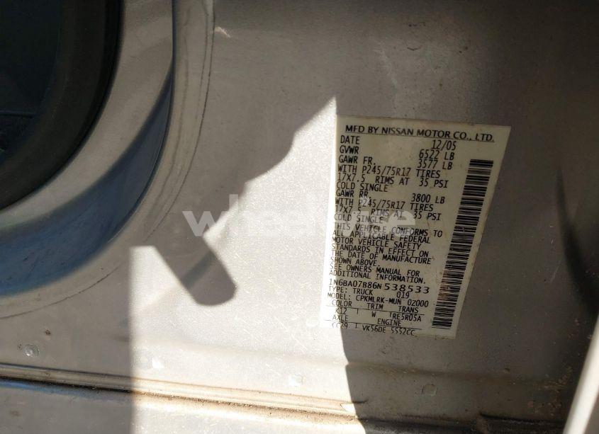 Photo 9 of 2006 Nissan Titan XE (VIN 1N6BA07B86N538533)