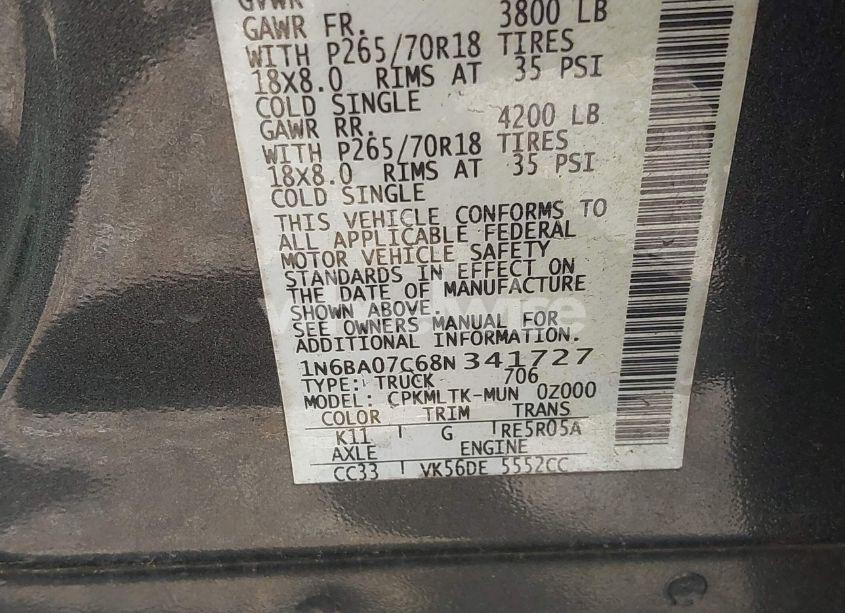 Photo 9 of 2008 Nissan Titan SE (VIN 1N6BA07C68N341727)