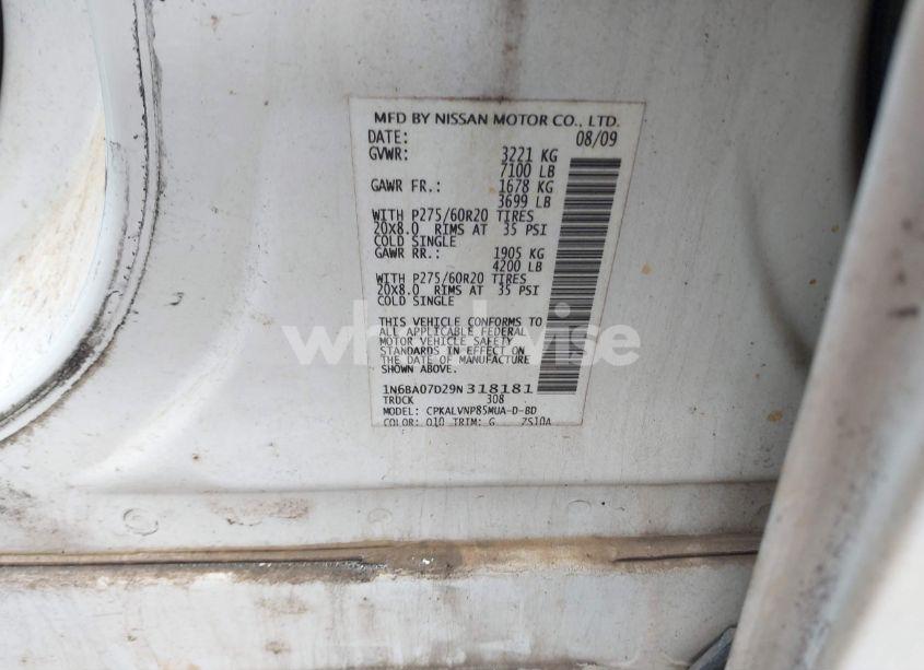 Photo 9 of 2009 Nissan Titan LE (VIN 1N6BA07D29N318181)