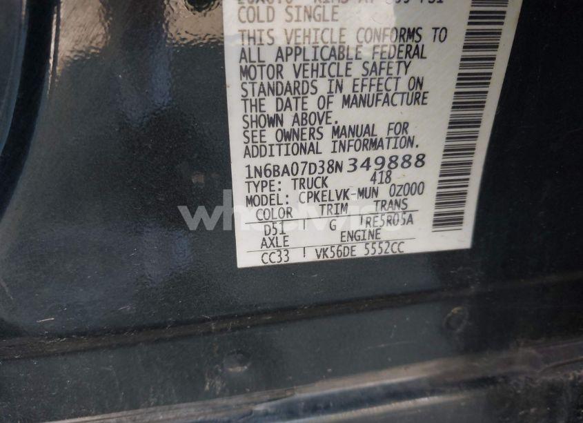 Photo 9 of 2008 Nissan Titan SE/XE (VIN 1N6BA07D38N349888)