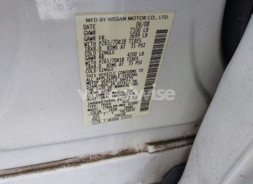 Photo 9 of 2009 Nissan Titan XE (VIN 1N6BA07D49N307313)