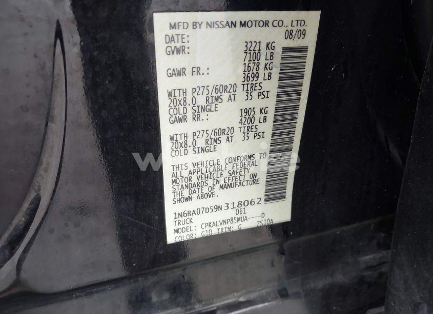 Photo 9 of 2009 Nissan Titan LE (VIN 1N6BA07D59N318062)