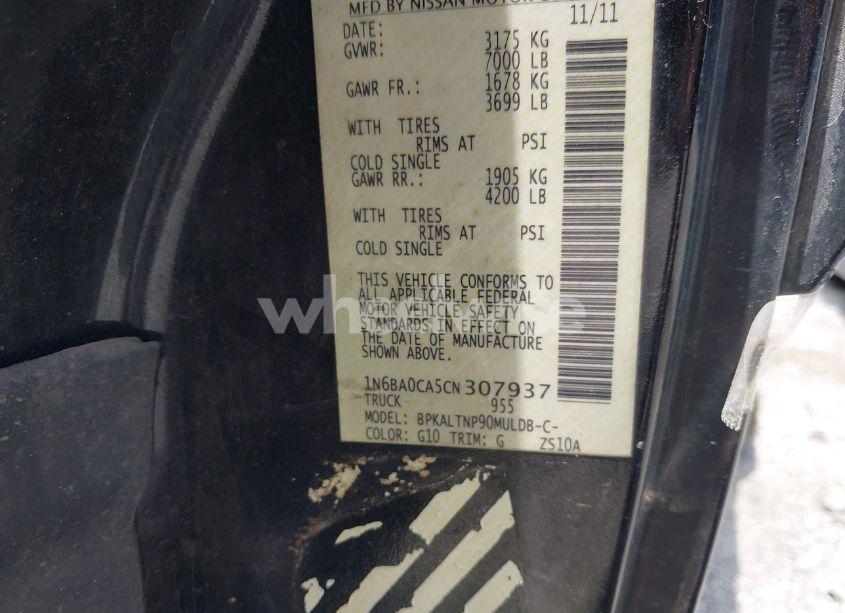 Photo 9 of 2012 Nissan Titan SV (VIN 1N6BA0CA5CN307937)