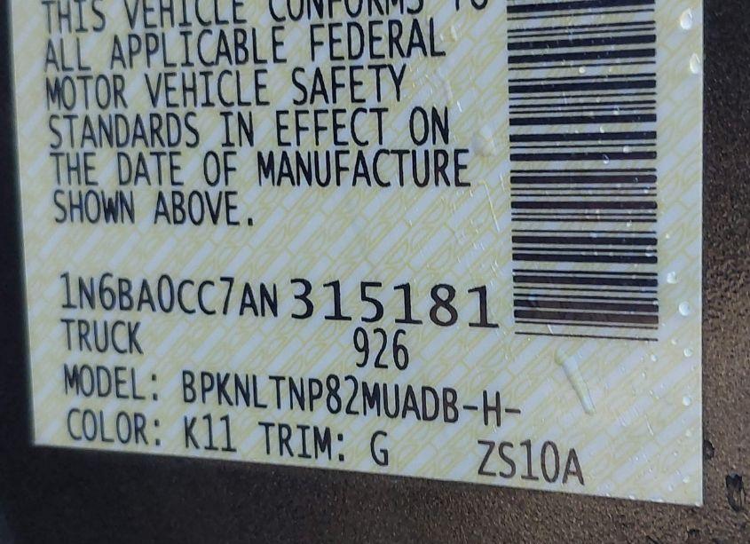 Photo 9 of 2010 Nissan Titan SE (VIN 1N6BA0CC7AN315181)