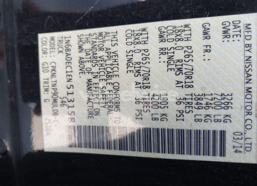 Photo 9 of 2014 Nissan Titan SV (VIN 1N6BA0EC1EN513158)