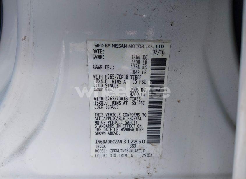 Photo 9 of 2010 Nissan Titan SE (VIN 1N6BA0EC2AN312850)