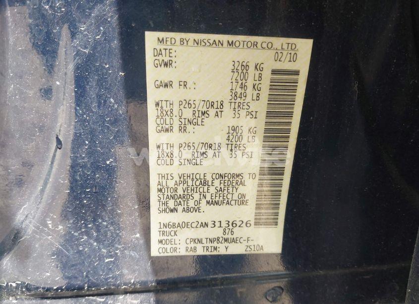 Photo 9 of 2010 Nissan Titan SE (VIN 1N6BA0EC2AN313626)