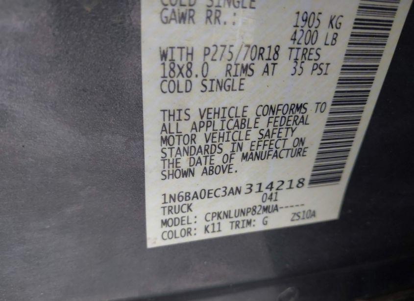 Photo 9 of 2010 Nissan Titan PRO-4X (VIN 1N6BA0EC3AN314218)