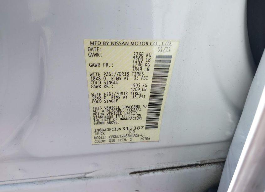 Photo 9 of 2011 Nissan Titan SV (VIN 1N6BA0EC3BN312387)