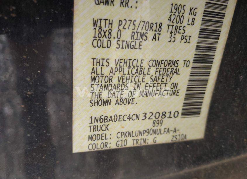 Photo 9 of 2012 Nissan Titan PRO-4X (VIN 1N6BA0EC4CN320810)