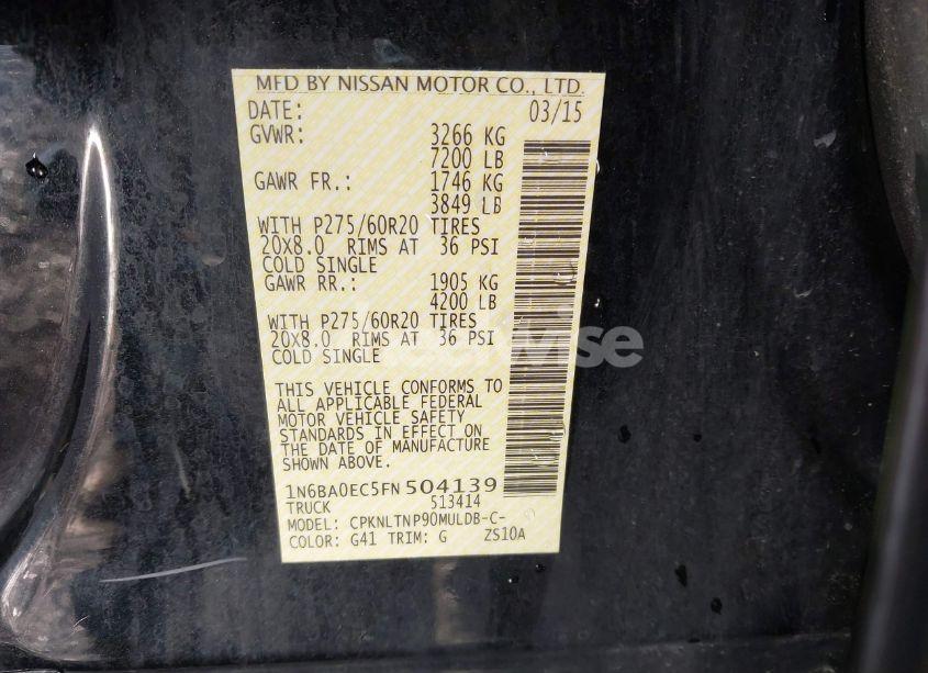 Photo 9 of 2015 Nissan Titan SV (VIN 1N6BA0EC5FN504139)