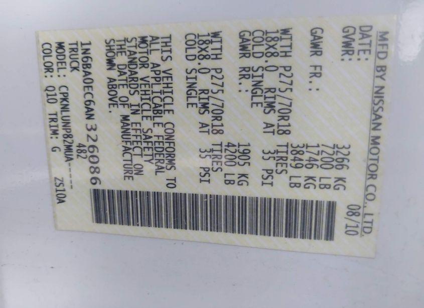 Photo 9 of 2010 Nissan Titan PRO-4X (VIN 1N6BA0EC6AN326086)