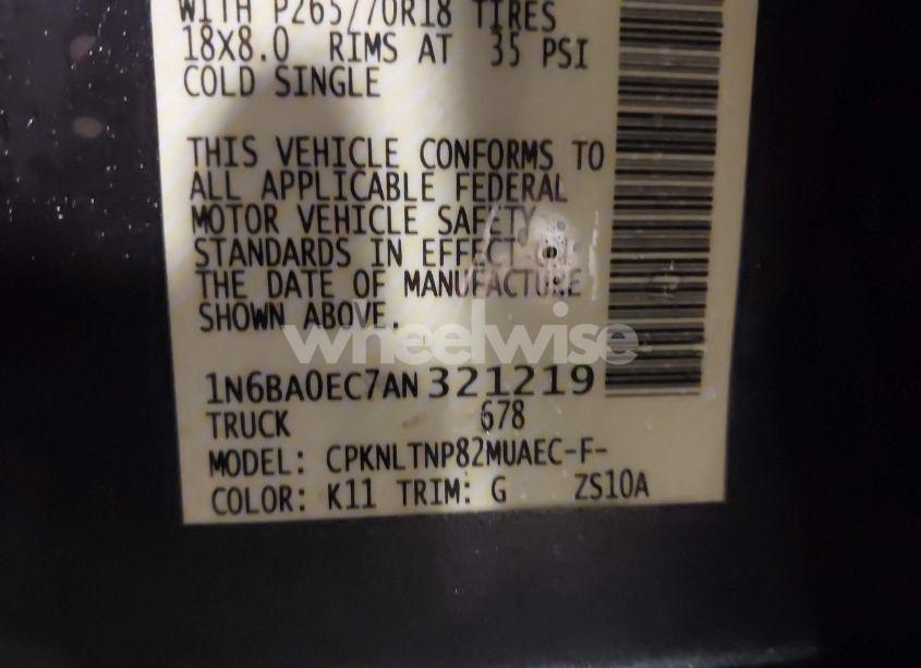 Photo 9 of 2010 Nissan Titan SE (VIN 1N6BA0EC7AN321219)