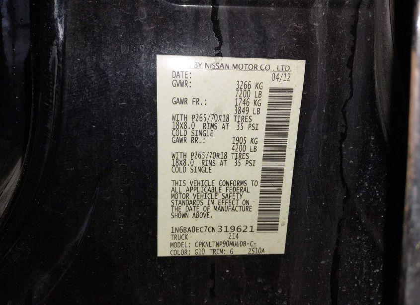 Photo 9 of 2012 Nissan Titan SV (VIN 1N6BA0EC7CN319621)