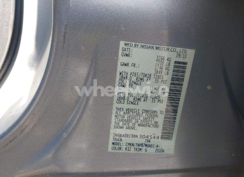 Photo 9 of 2011 Nissan Titan SV (VIN 1N6BA0EC8BN304544)