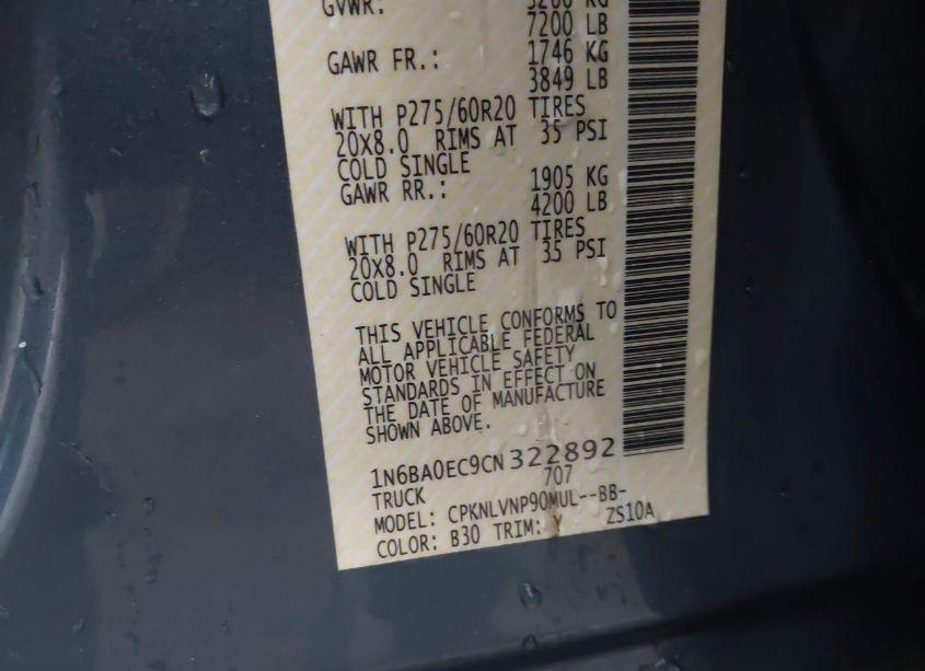 Photo 9 of 2012 Nissan Titan SL (VIN 1N6BA0EC9CN322892)