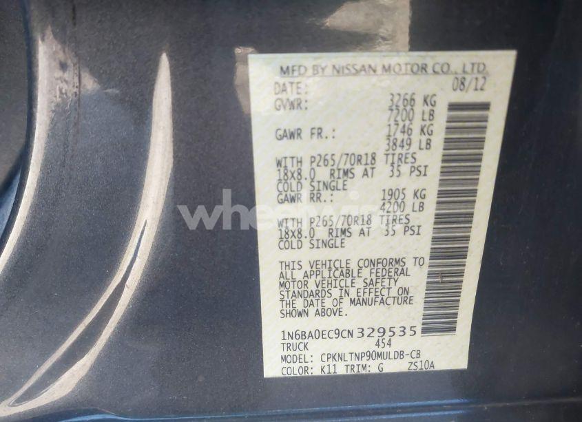 Photo 9 of 2012 Nissan Titan SV (VIN 1N6BA0EC9CN329535)