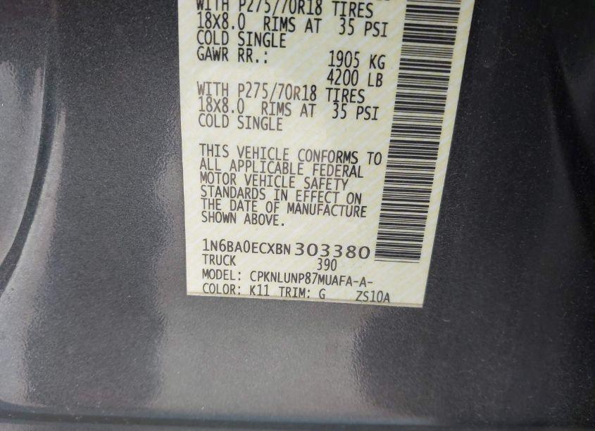 Photo 9 of 2011 Nissan Titan PRO-4X (VIN 1N6BA0ECXBN303380)