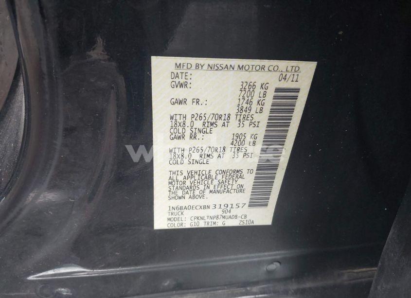 Photo 9 of 2011 Nissan Titan SV (VIN 1N6BA0ECXBN319157)