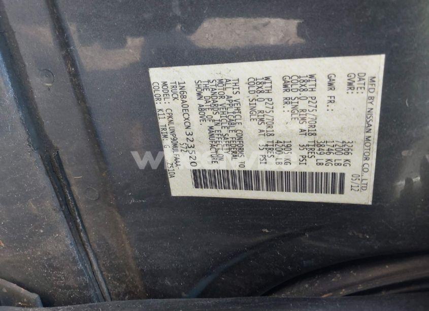 Photo 9 of 2012 Nissan Titan PRO-4X (VIN 1N6BA0ECXCN323520)